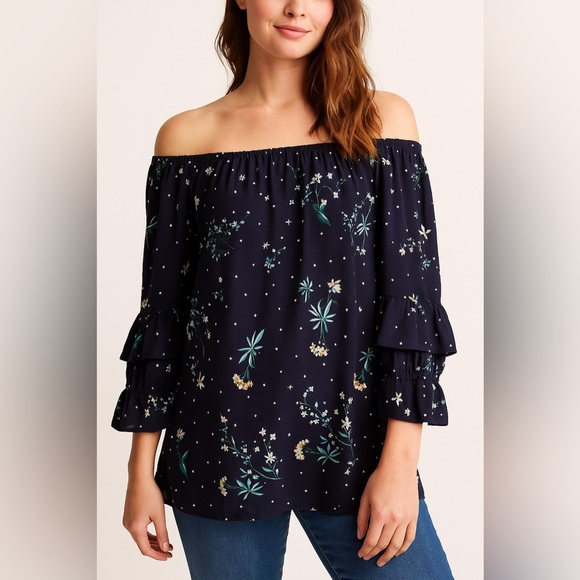 LASCANA Floral Off-Shoulder Blouse - Picture 1 of 3